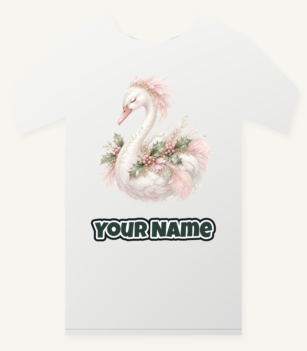 Elegant Christmas Swan Personalised Christmas T-Shirt and Hoodie