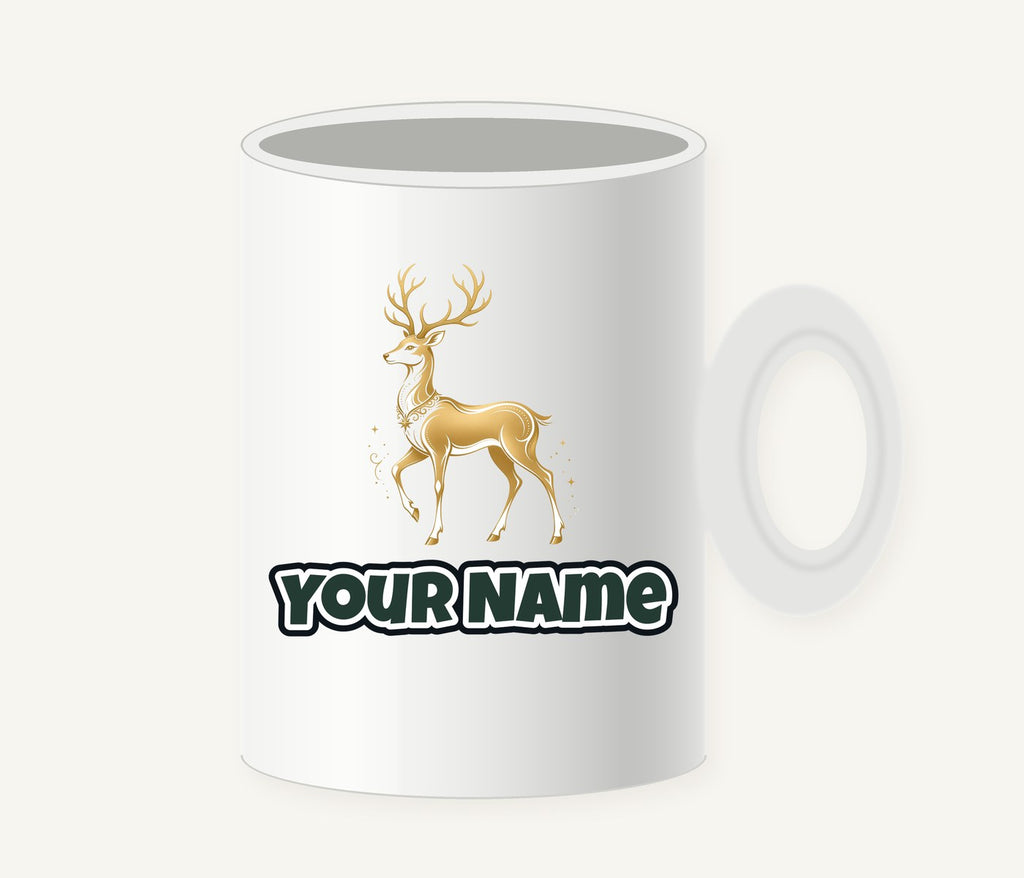 Elegant Gold Stag Personalised Christmas Mug