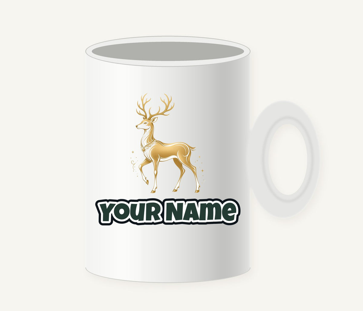 Elegant Gold Stag Personalised Christmas Mug