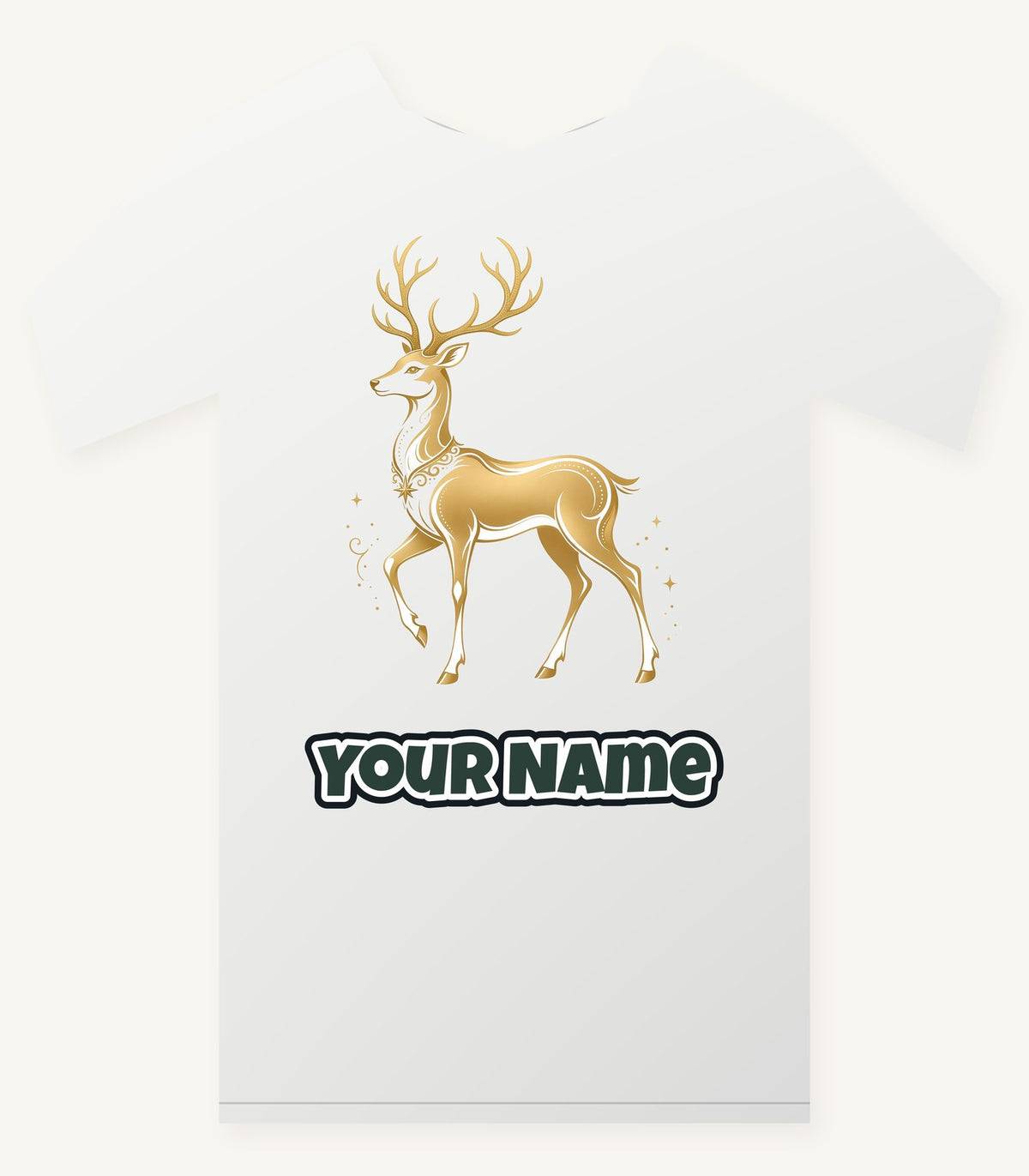 Elegant Gold Stag Personalised Christmas T-Shirt and Hoodie