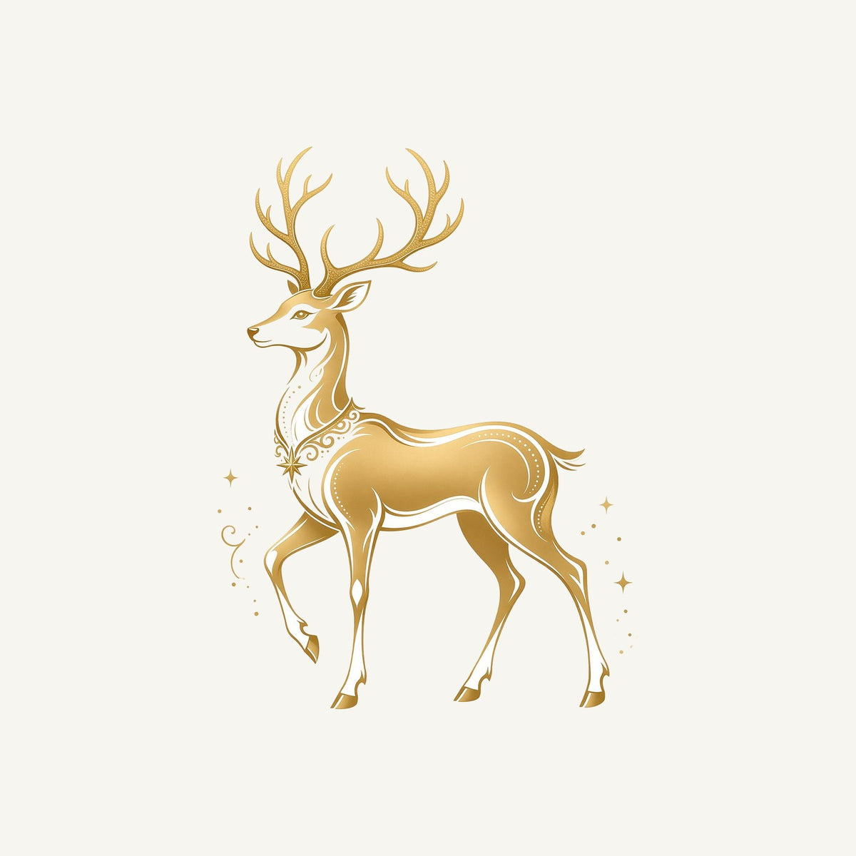 Elegant Gold Stag Personalised Christmas T-Shirt and Hoodie