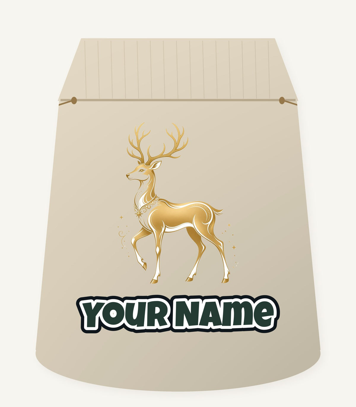 Elegant Gold Stag Personalised Santa Sack