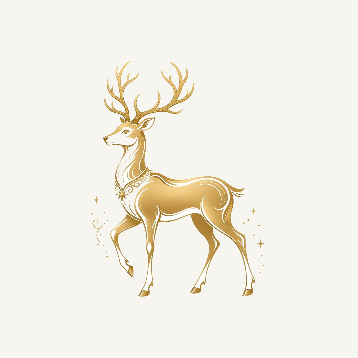 Elegant Gold Stag Personalised Santa Sack