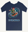 Elf Surfing the Lights Personalised Kids and Baby Christmas Tee