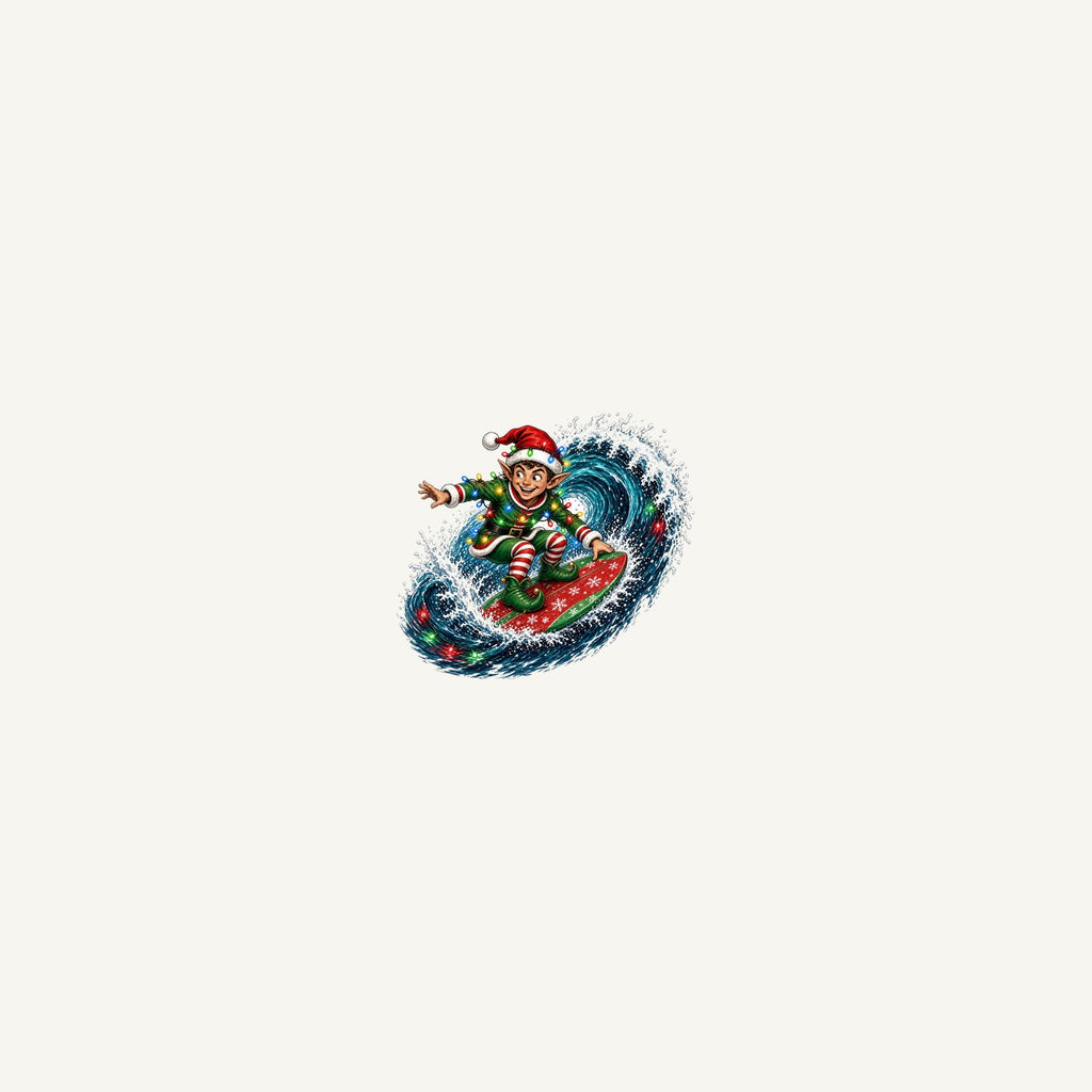 Elf Surfing the Lights Personalised Beach Towel