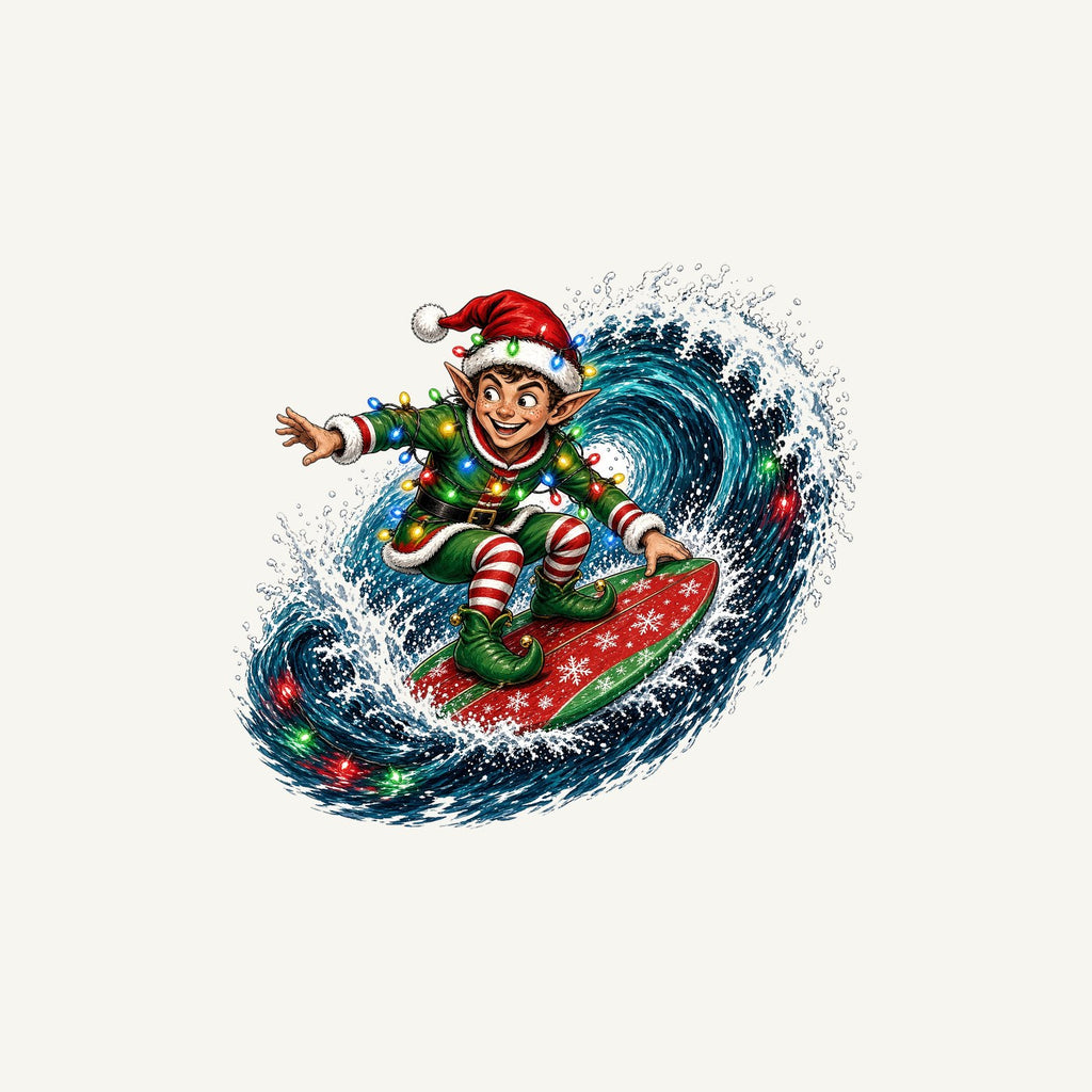 Elf Surfing the Lights Personalised Christmas Mug