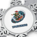 Elf Surfing the Lights Personalised Pewter Christmas Ornament