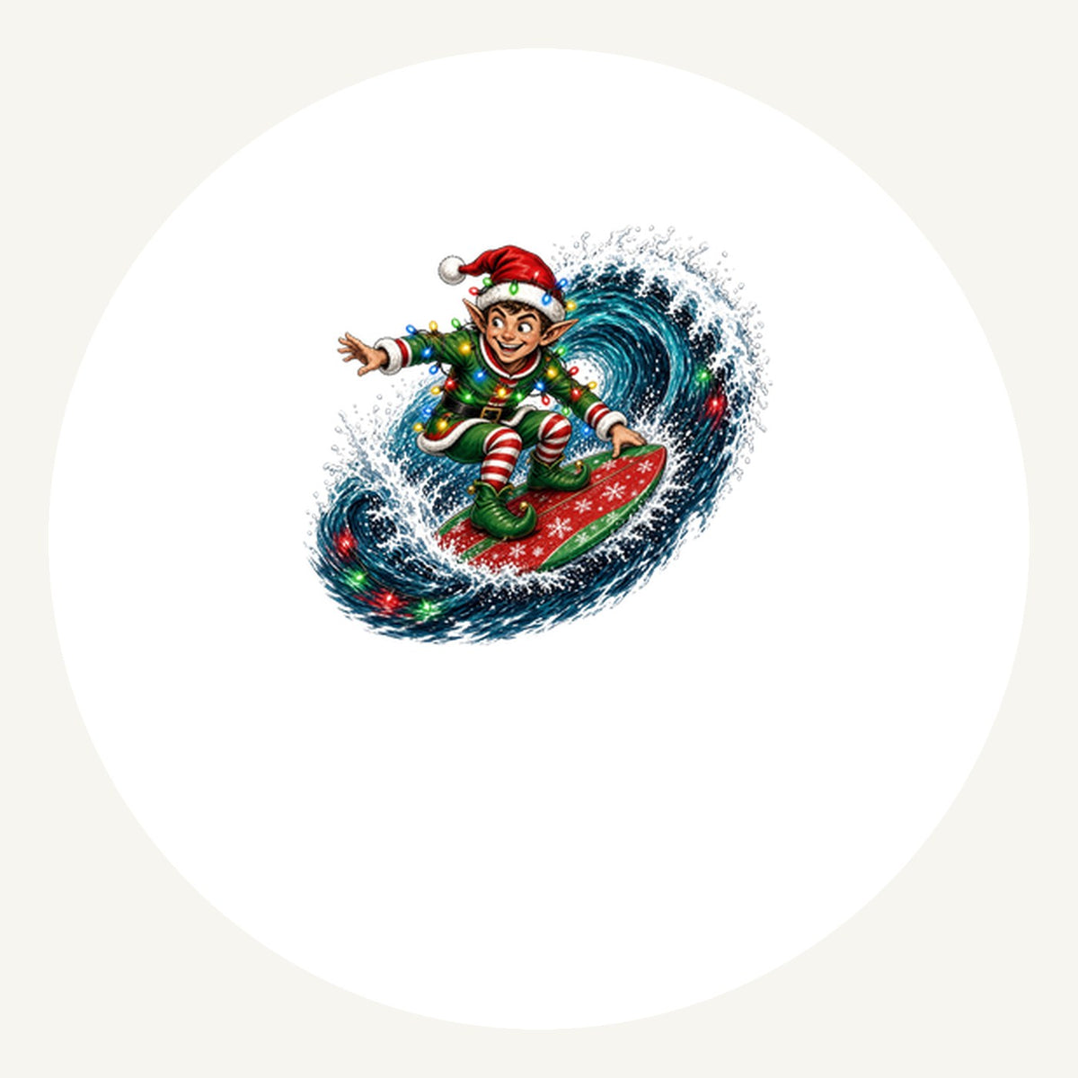 Elf Surfing the Lights Personalised Pewter Christmas Ornament