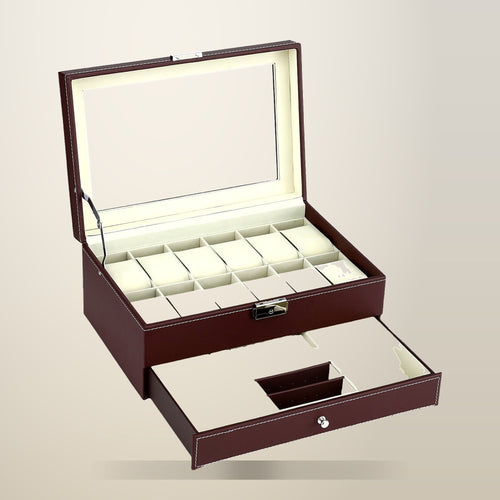 Embellir Watch Box, 12 Slots, on a plain cream background