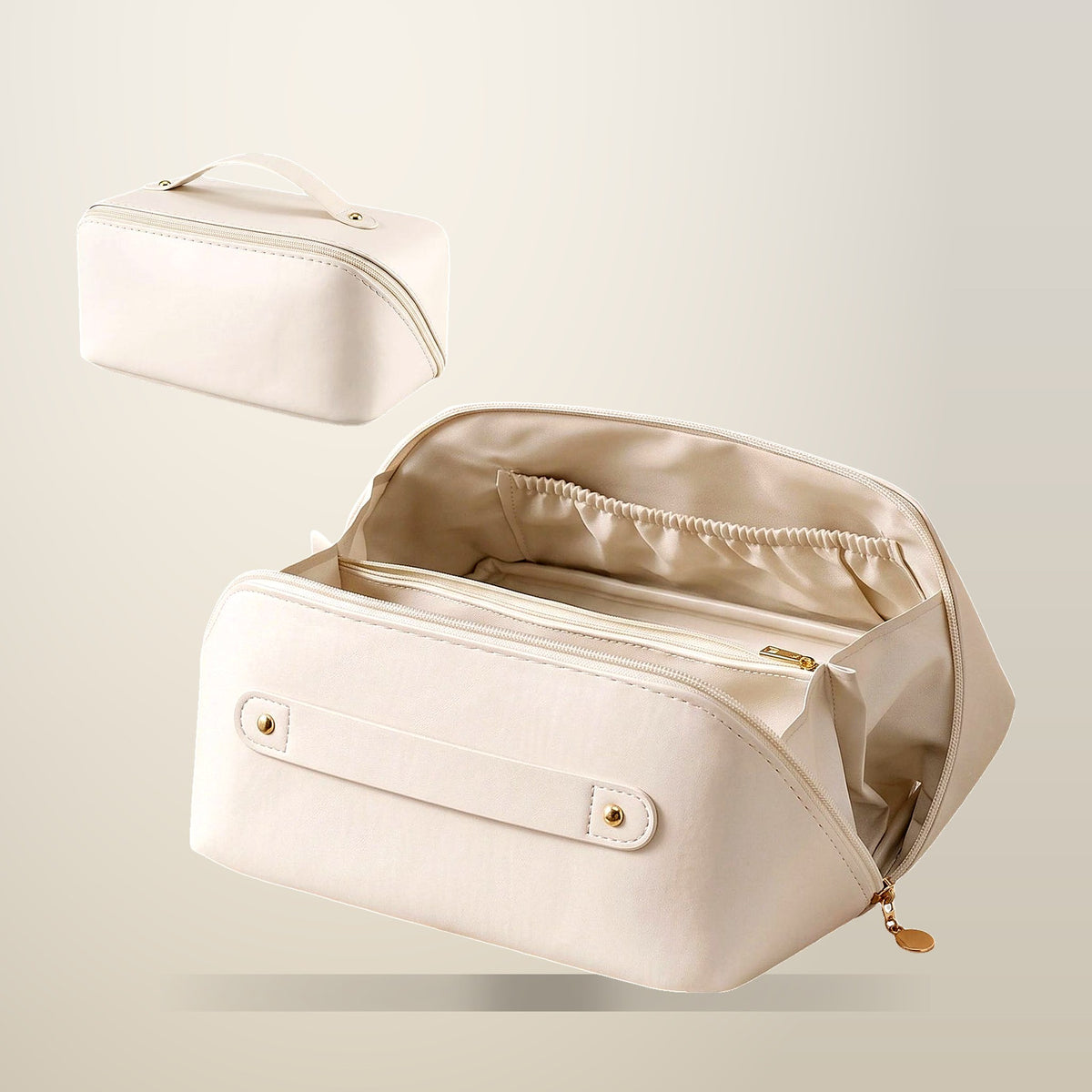 Embellir Makeup Case, Portable Cosmetic Organiser, White, on a plain cream background