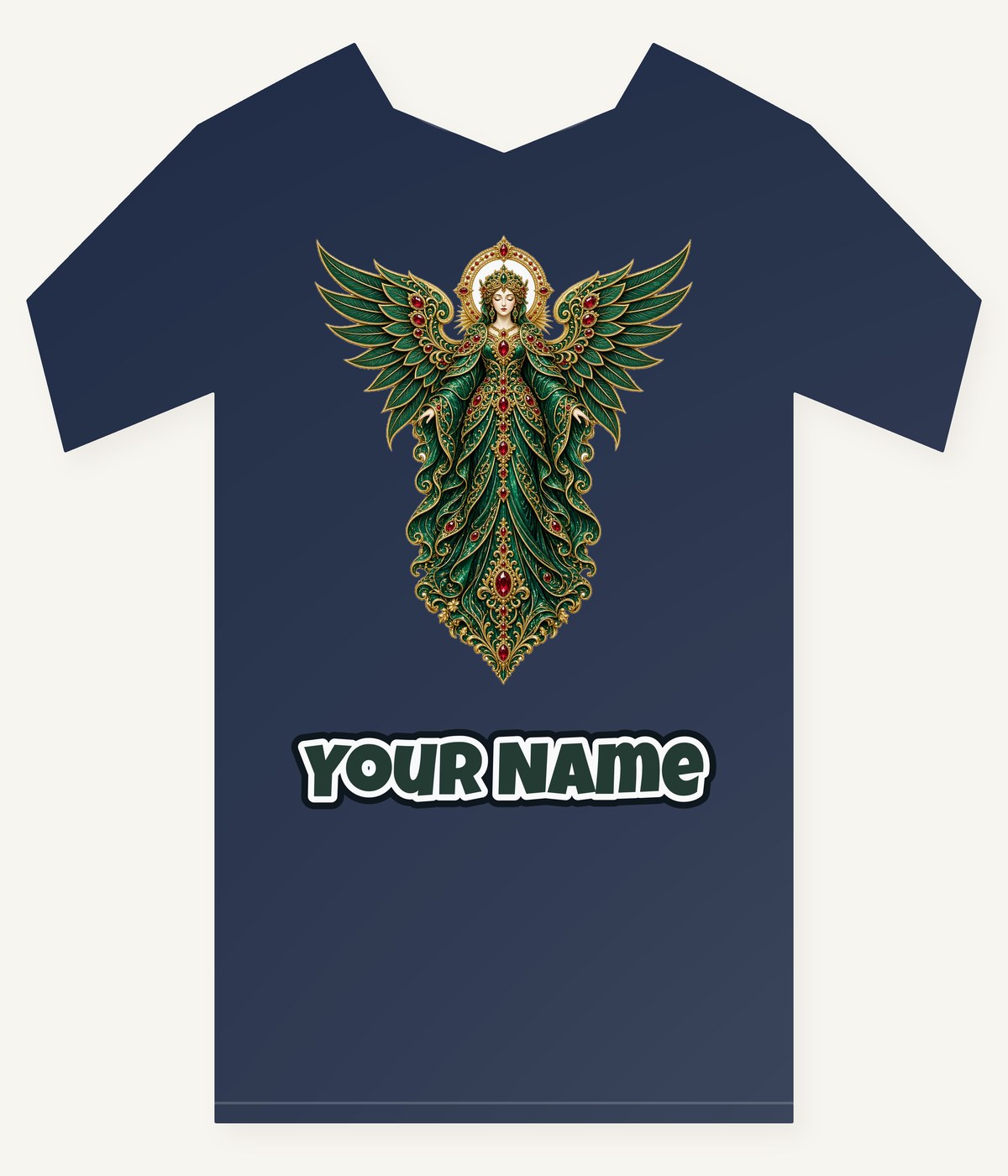 Emerald And Gold Angel Personalised Kids Tee and Baby Bodysuit