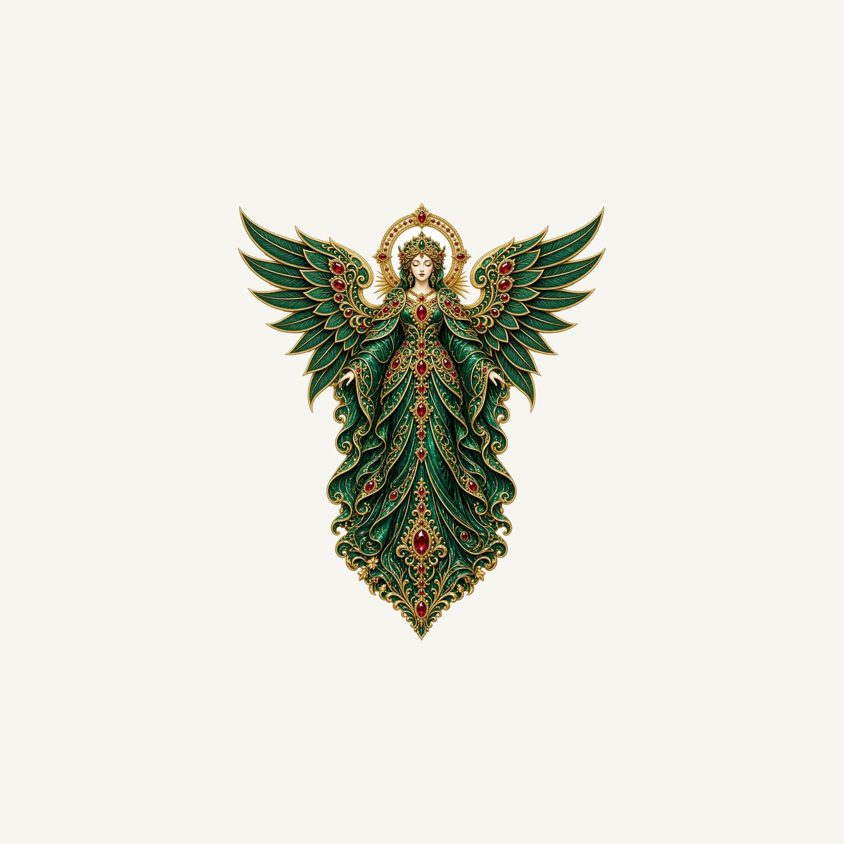 Emerald And Gold Angel Personalised Christmas Mug