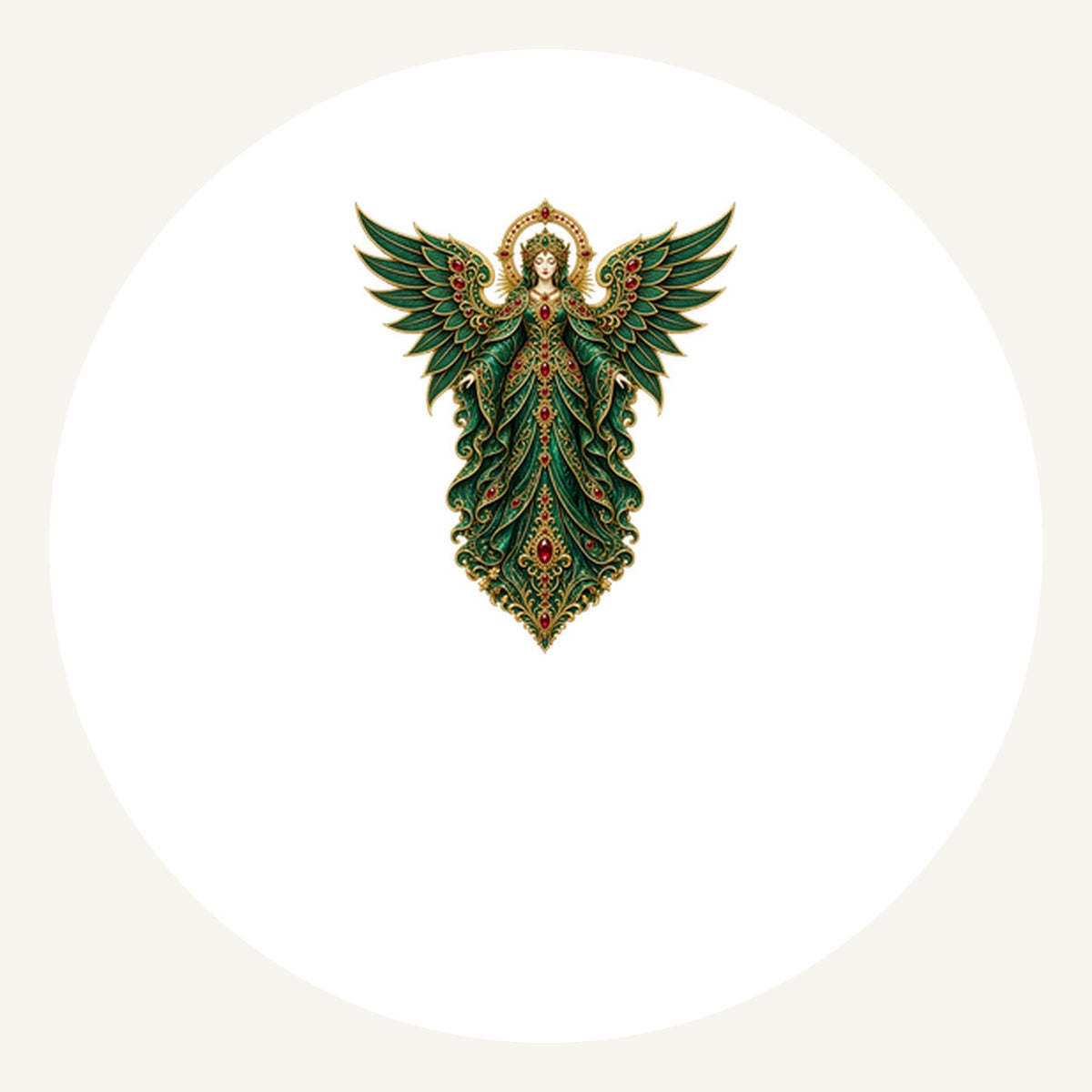 Emerald And Gold Angel Personalised Pewter Christmas Ornament