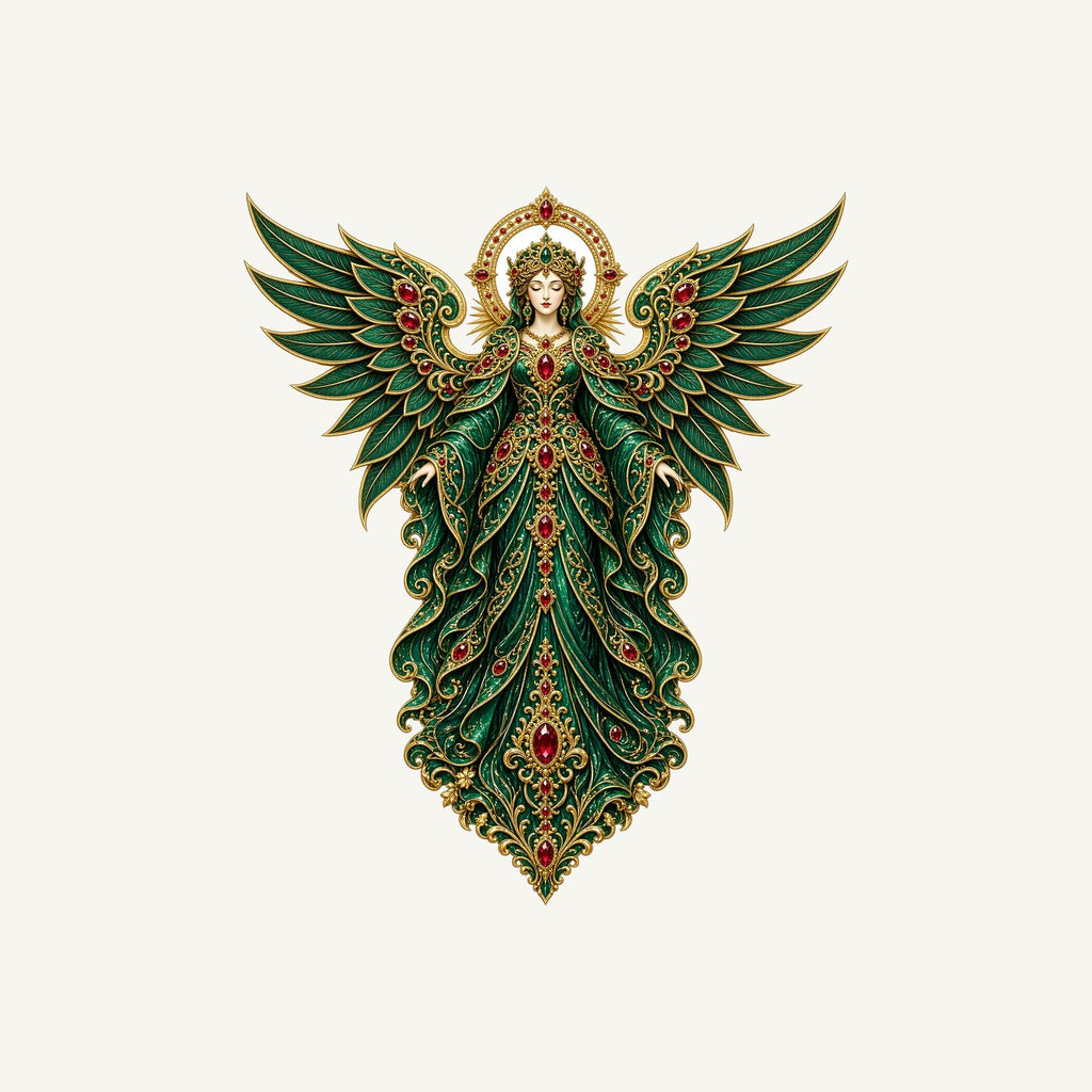 Emerald And Gold Angel Personalised Christmas T-Shirt and Hoodie