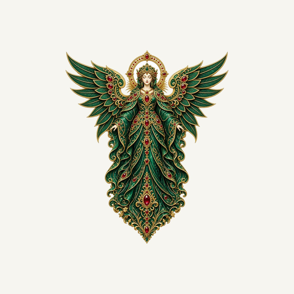 Emerald And Gold Angel Personalised Santa Sack