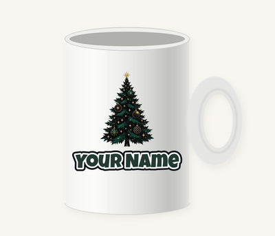 Emerald And Gold Christmas Tree Personalised Christmas Mug