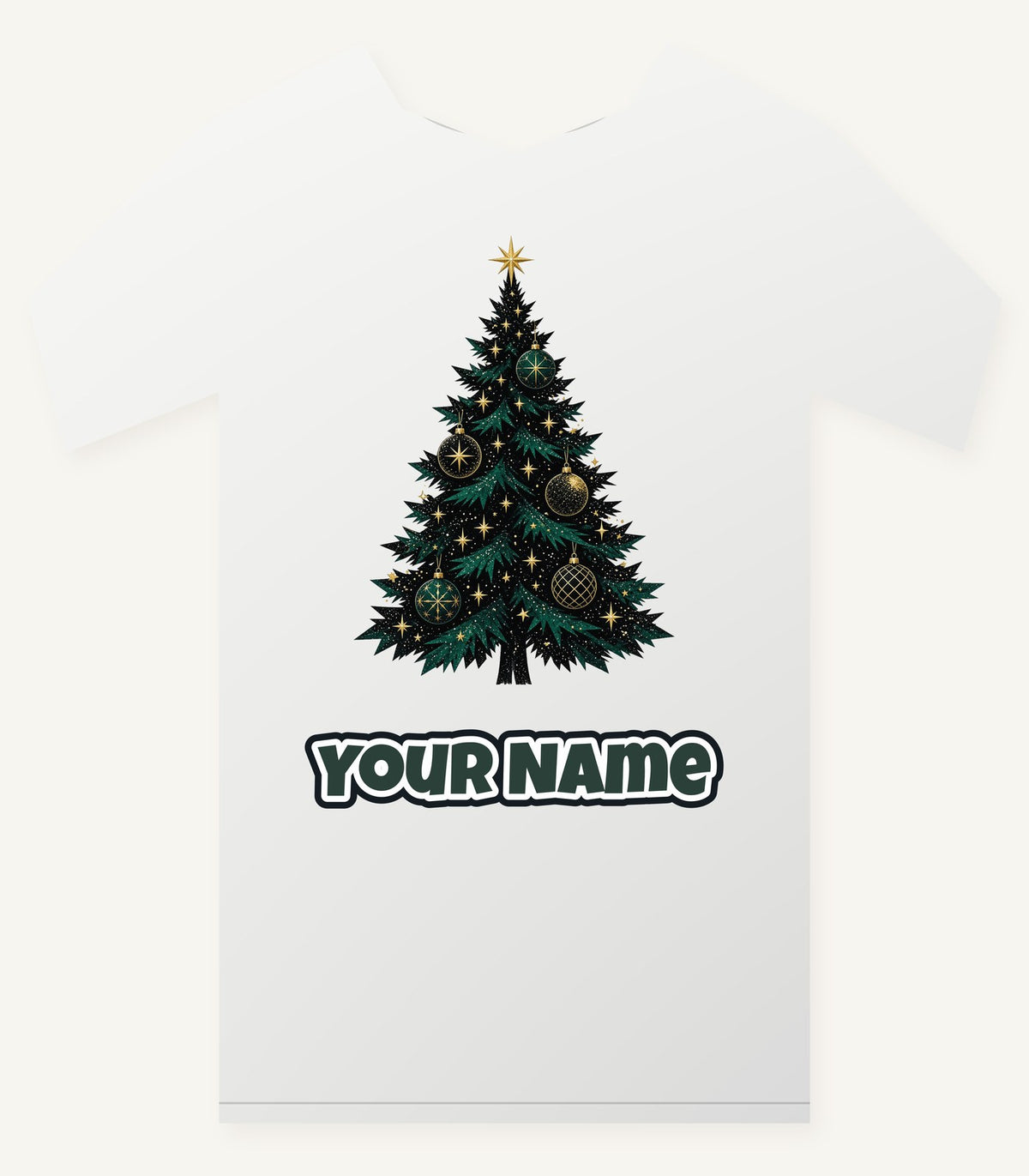 Emerald And Gold Christmas Tree Personalised Christmas T-Shirt and Hoodie