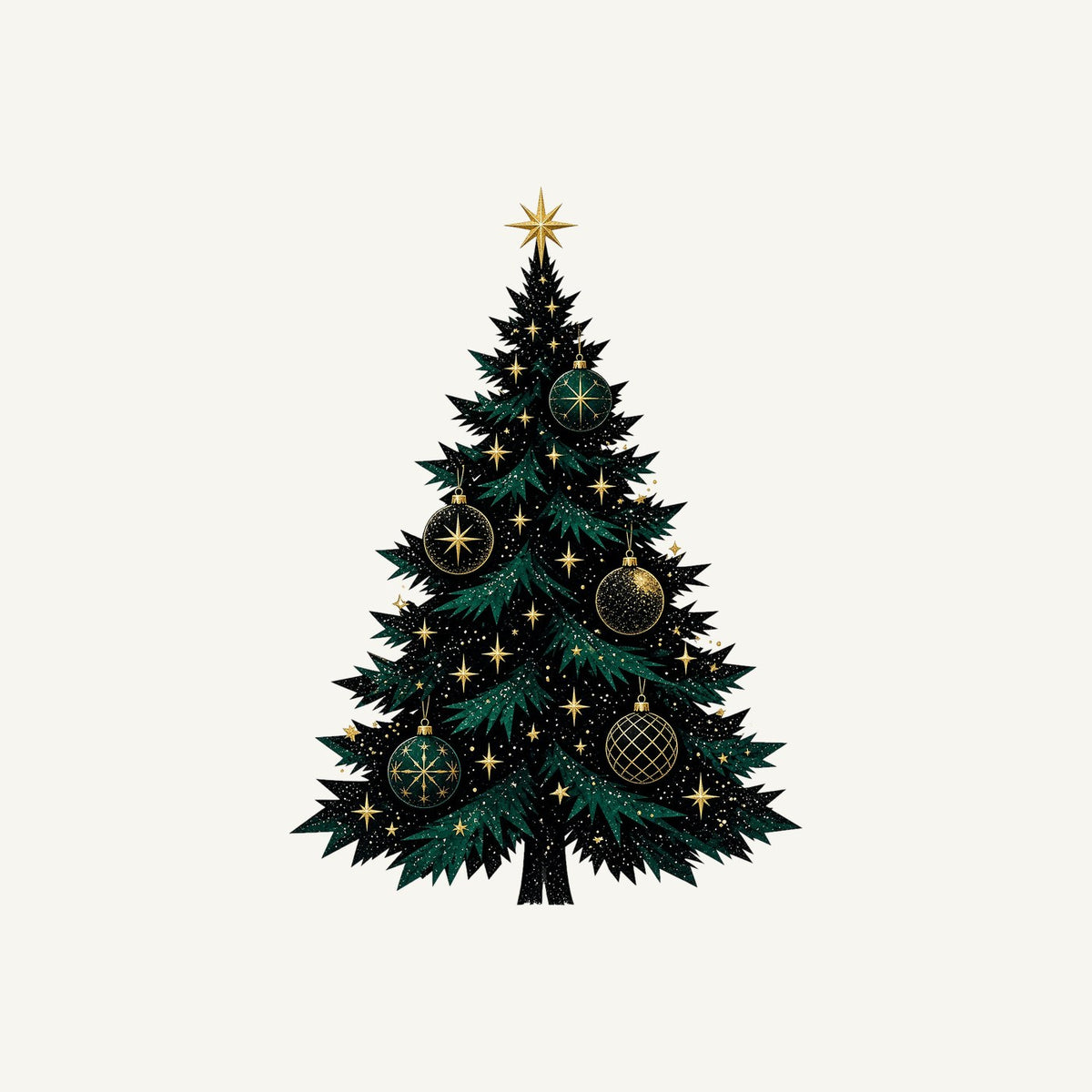 Emerald And Gold Christmas Tree Personalised Christmas T-Shirt and Hoodie