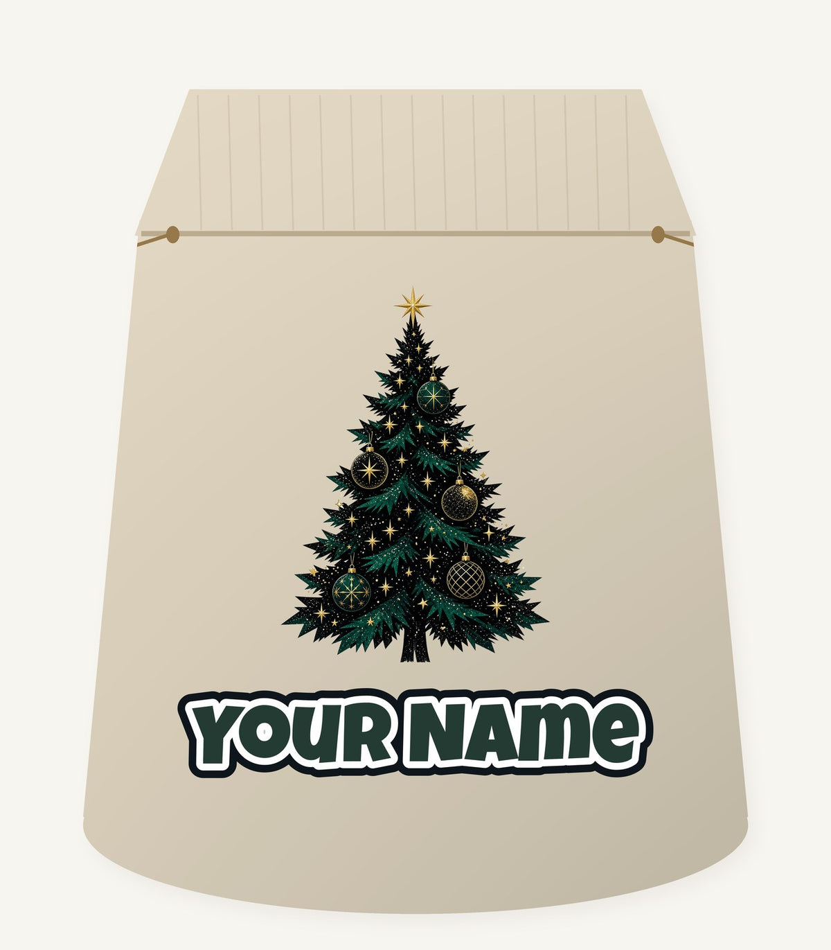Emerald And Gold Christmas Tree Personalised Santa Sack