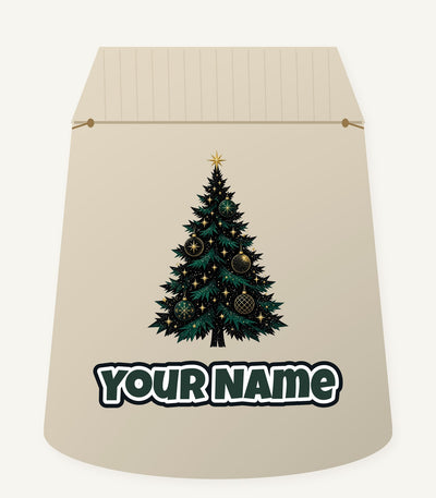Emerald And Gold Christmas Tree Personalised Santa Sack