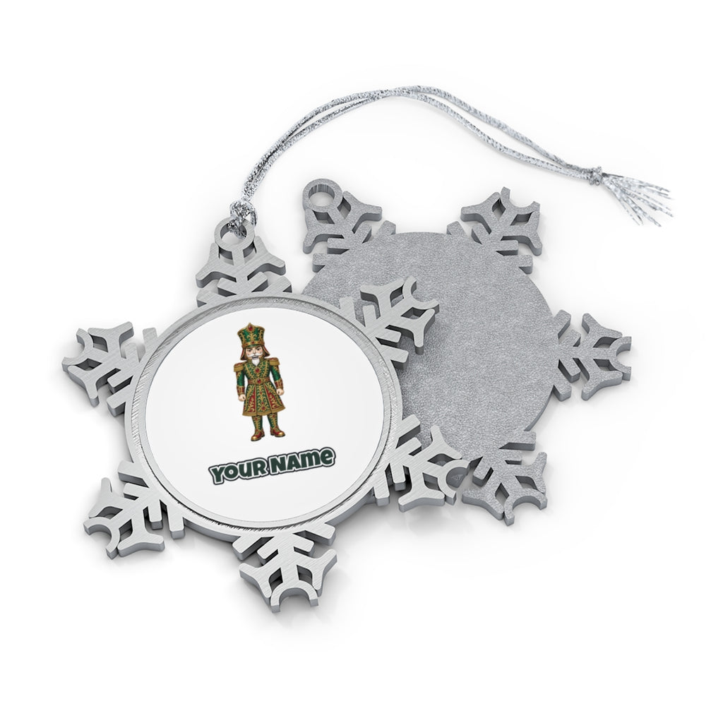 Emerald And Gold Nutcracker Personalised Pewter Christmas Ornament