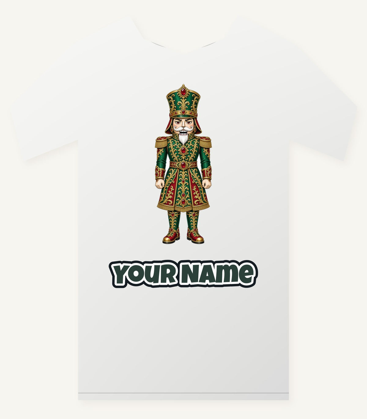 Emerald And Gold Nutcracker Personalised Christmas T-Shirt and Hoodie