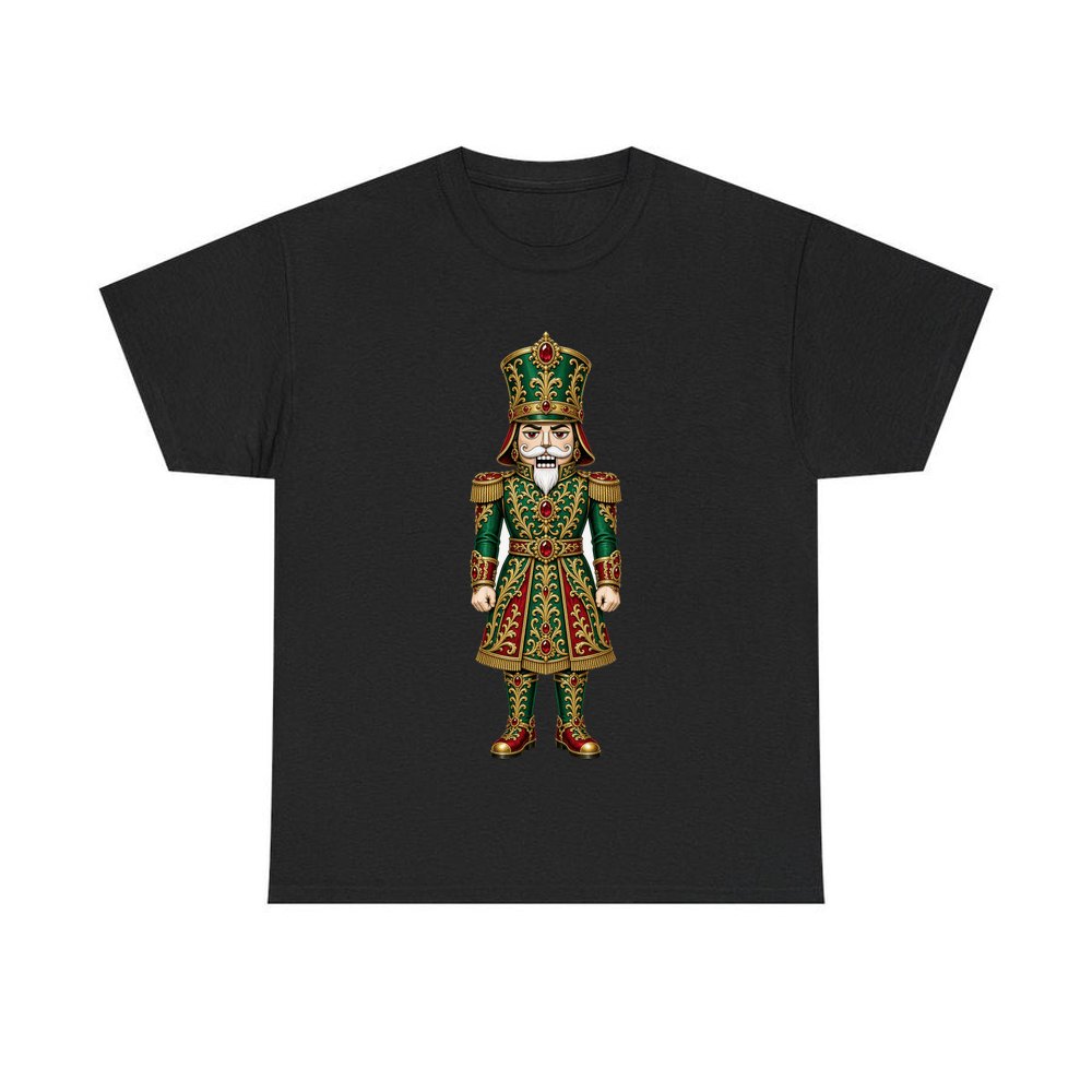 Emerald And Gold Nutcracker personalised Christmas T-shirt in black