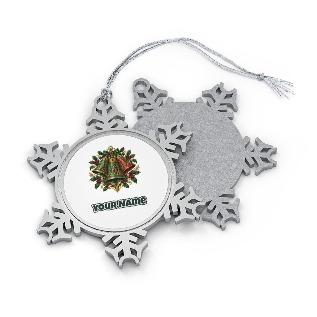 Emerald and Ruby Christmas Bells Personalised Pewter Christmas Ornament