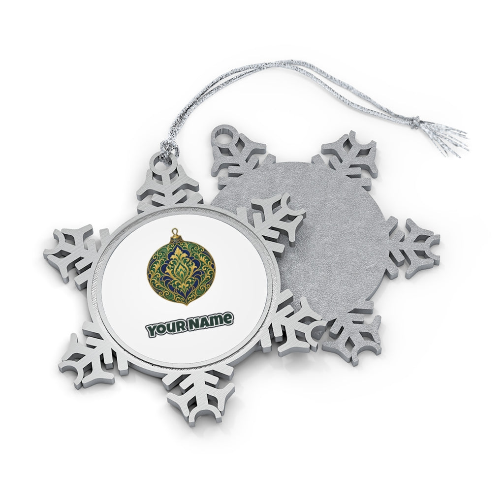 Emerald And Sapphire Bauble Personalised Pewter Christmas Ornament