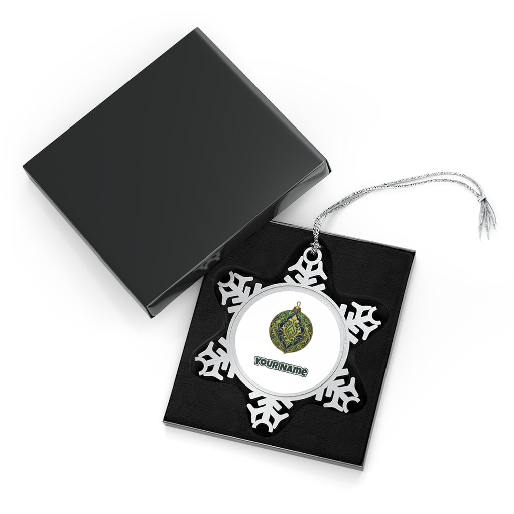 Emerald And Sapphire Bauble Personalised Pewter Christmas Ornament