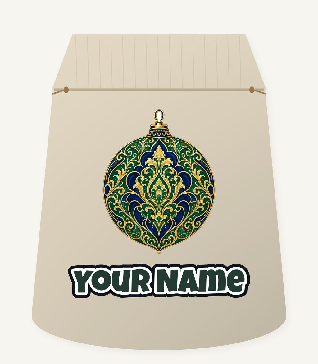 Emerald And Sapphire Bauble Personalised Santa Sack