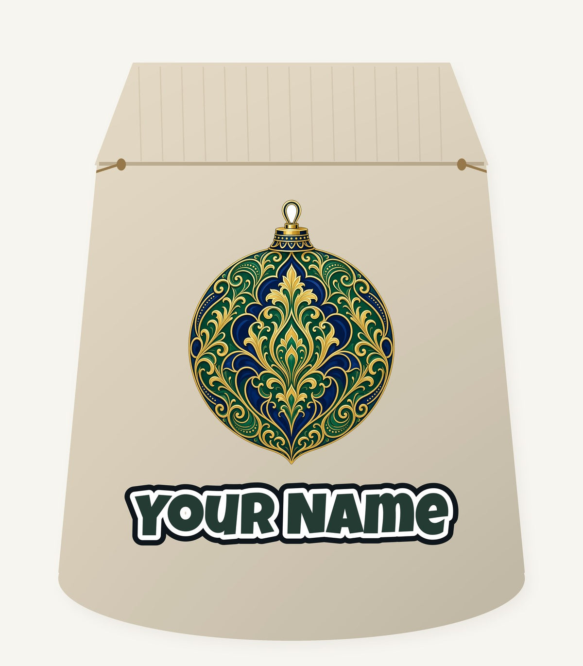 Emerald And Sapphire Bauble Personalised Santa Sack