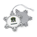 Emerald And Sapphire Jewelled Bow Personalised Pewter Christmas Ornament