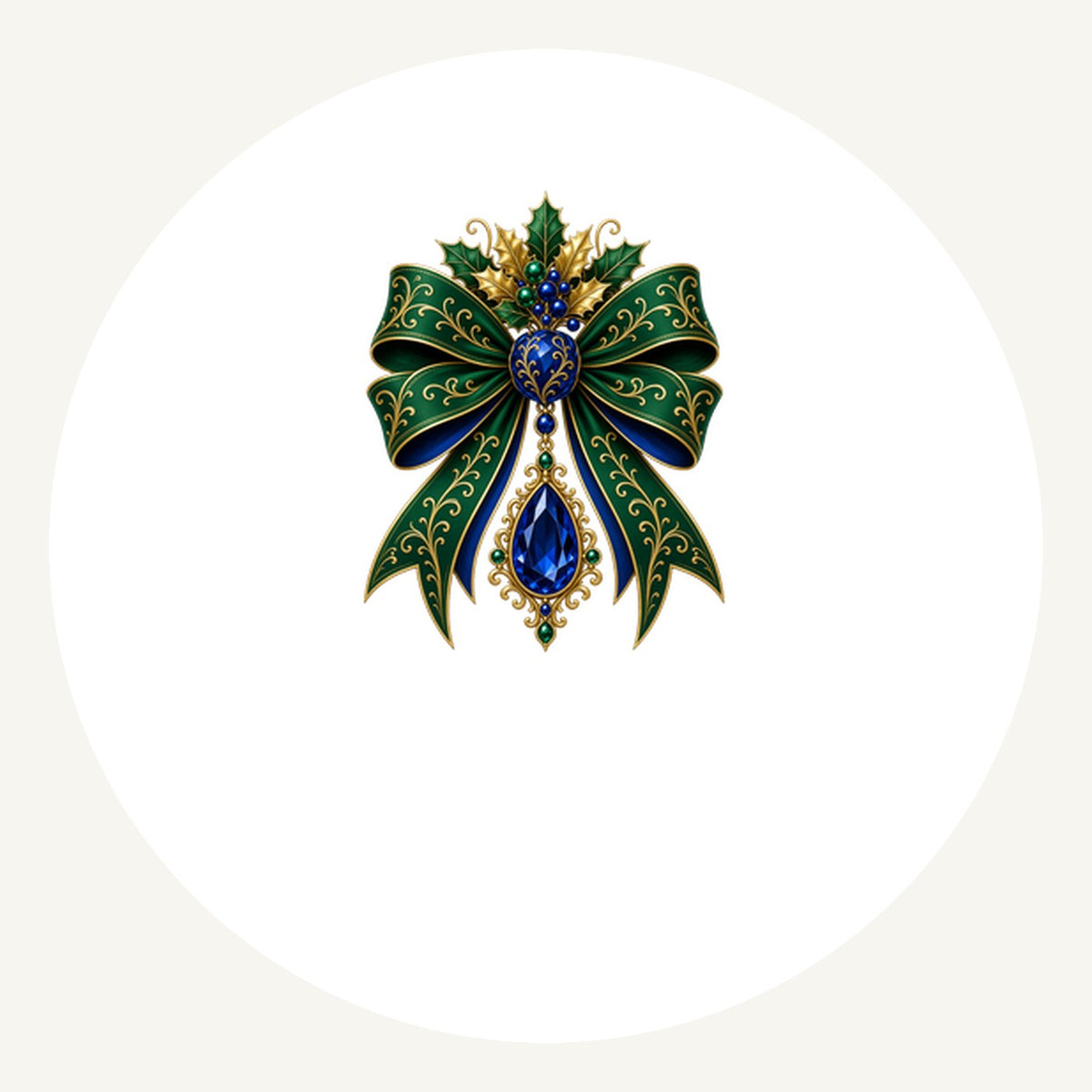 Emerald And Sapphire Jewelled Bow Personalised Pewter Christmas Ornament