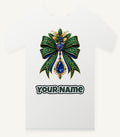Emerald And Sapphire Jewelled Bow Personalised Christmas T-Shirt and Hoodie