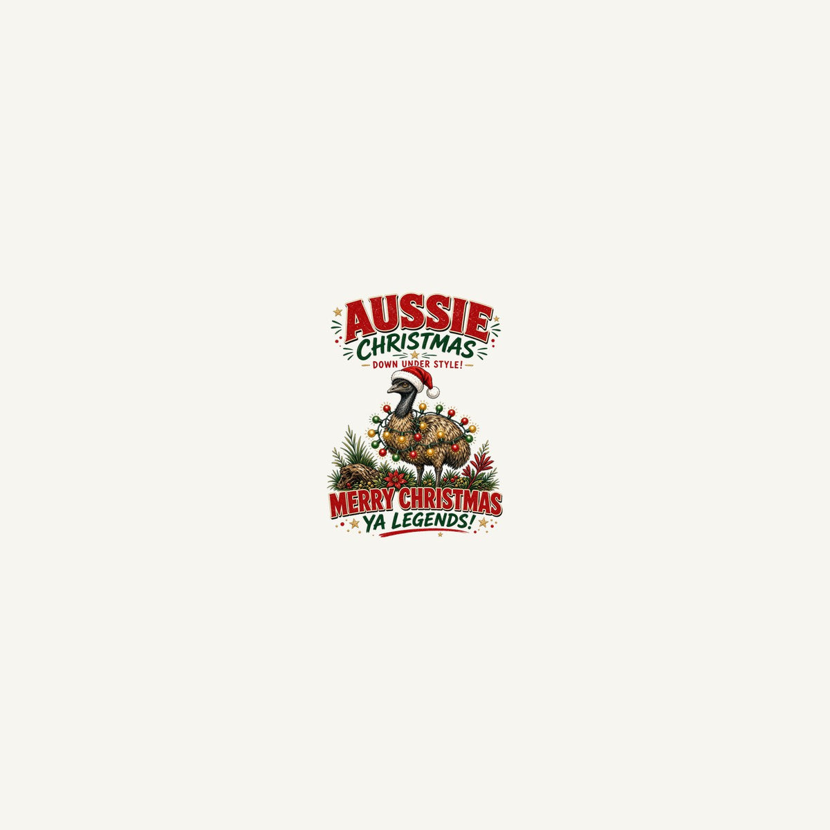 Emu in Christmas Lights Personalised Beach Towel