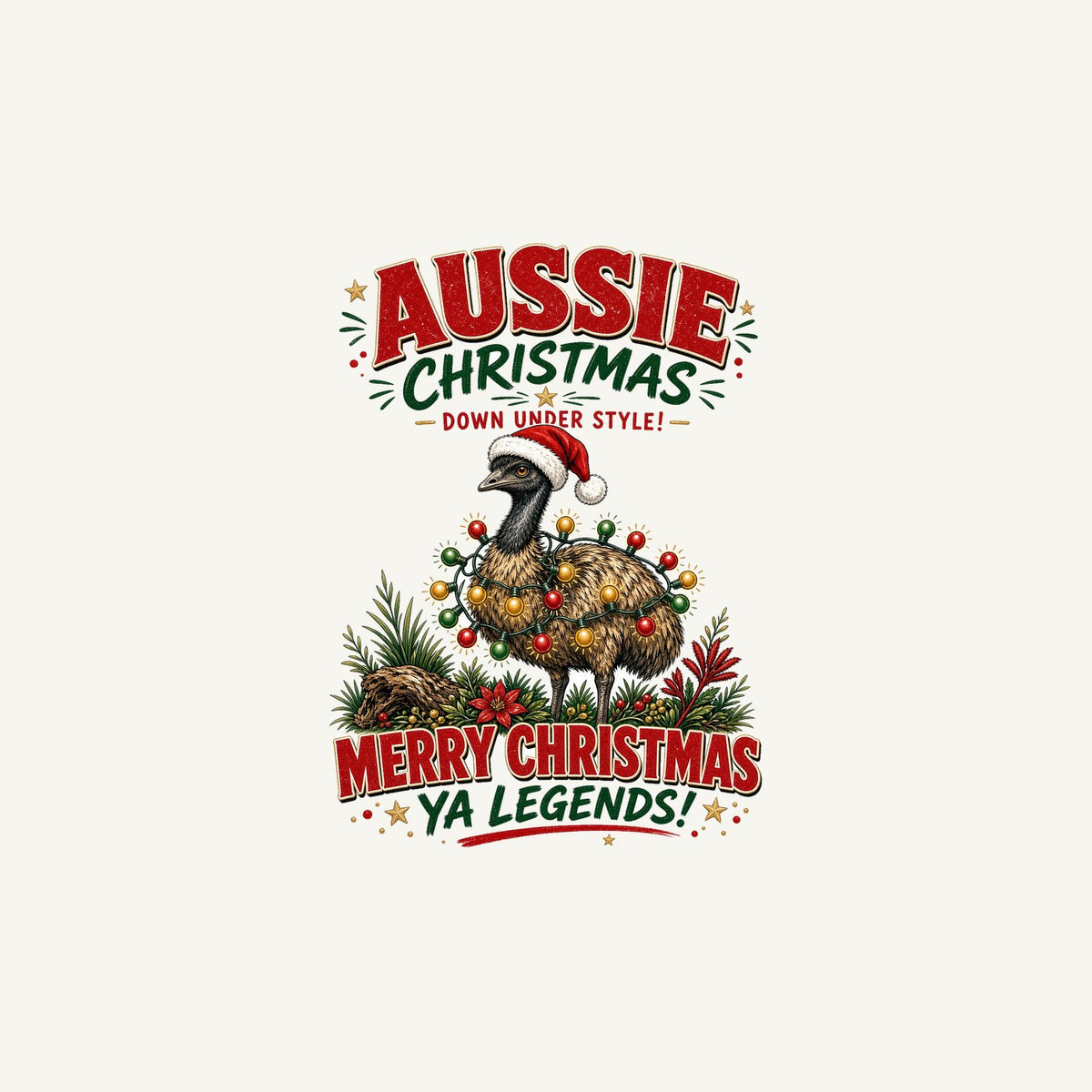 Emu in Christmas Lights Personalised Christmas Mug