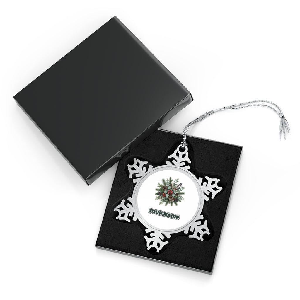 Eucalyptus and Berry Arrangement Personalised Pewter Christmas Ornament