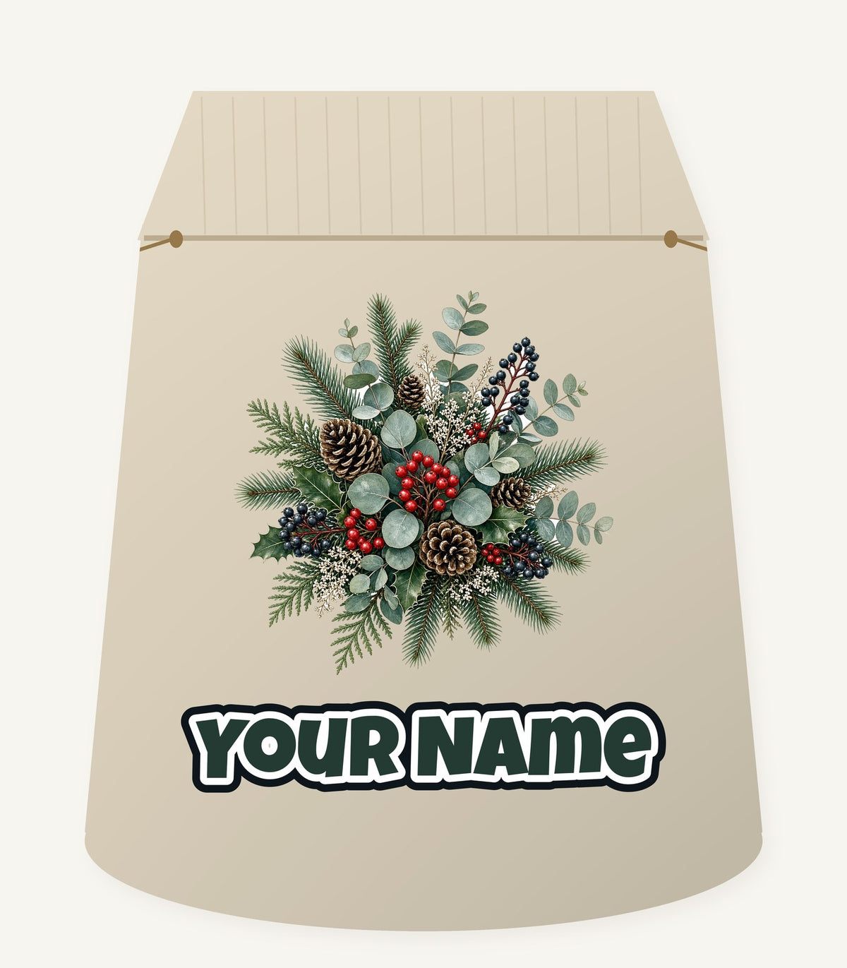 Eucalyptus and Berry Arrangement Personalised Santa Sack