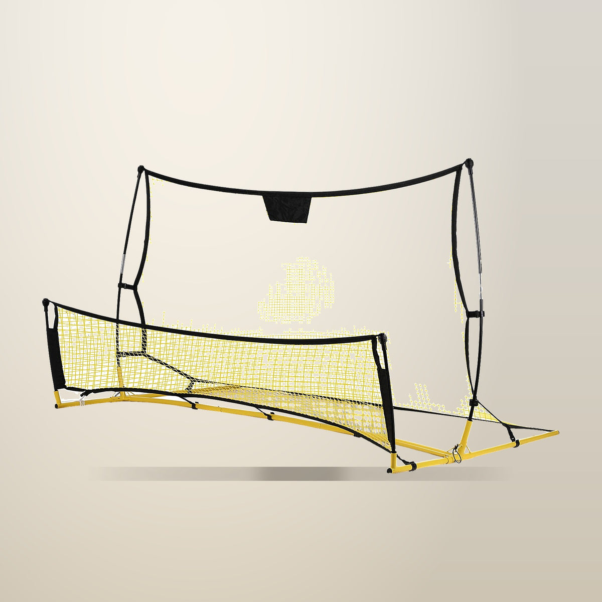 Everfit 2.1 m Yellow Soccer Rebounder Net, on a plain cream background