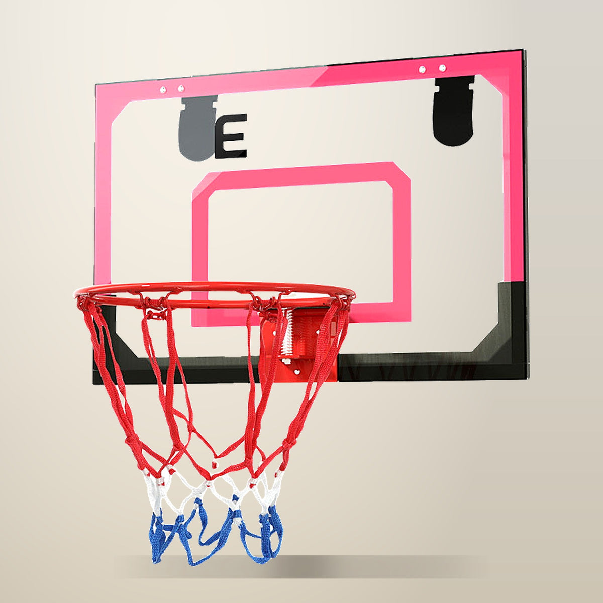 Everfit 23 Inch Mini Basketball Hoop, Black and Red, on a plain cream background