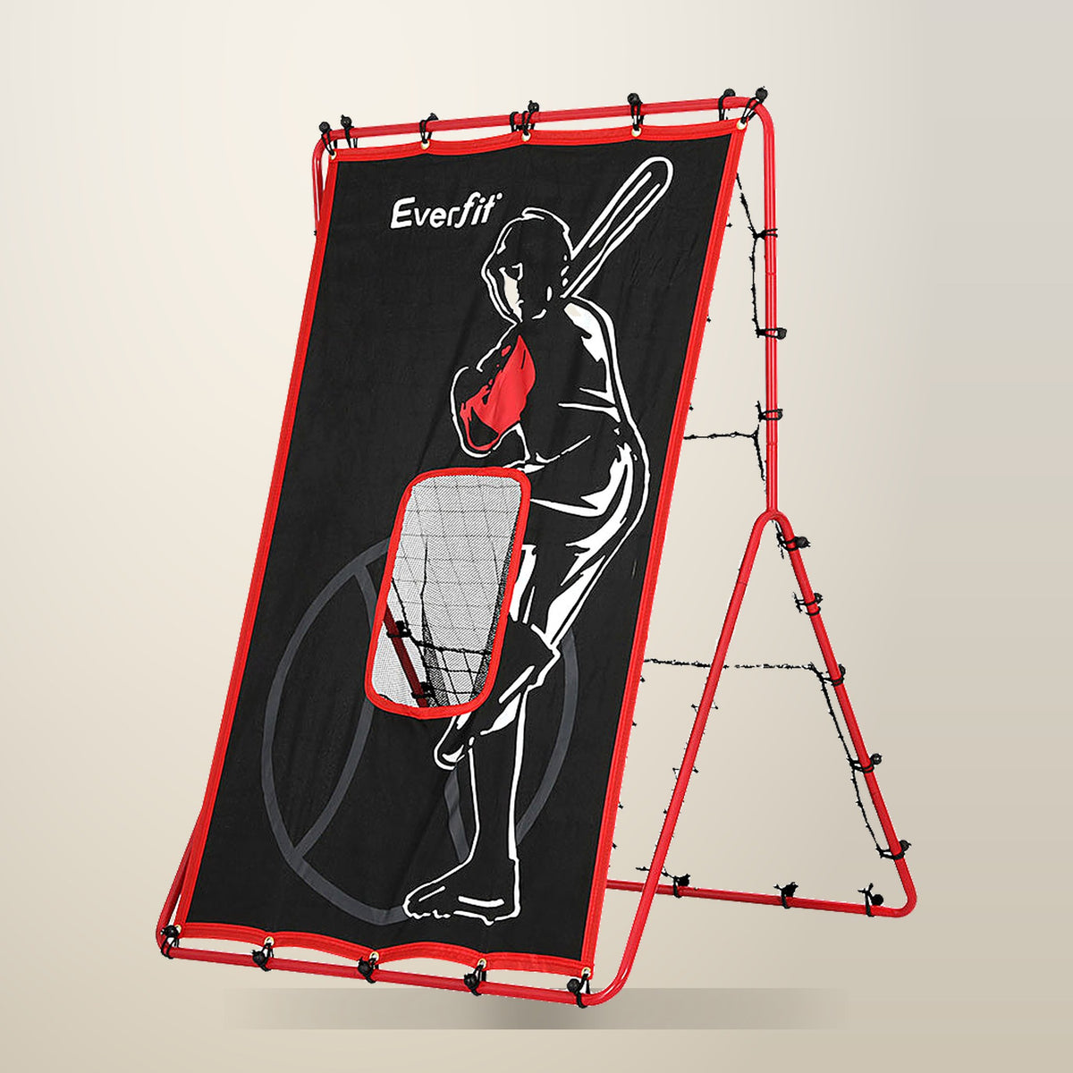 Everfit 2 in 1 Baseball Pitching and Rebound Net, on a plain cream background