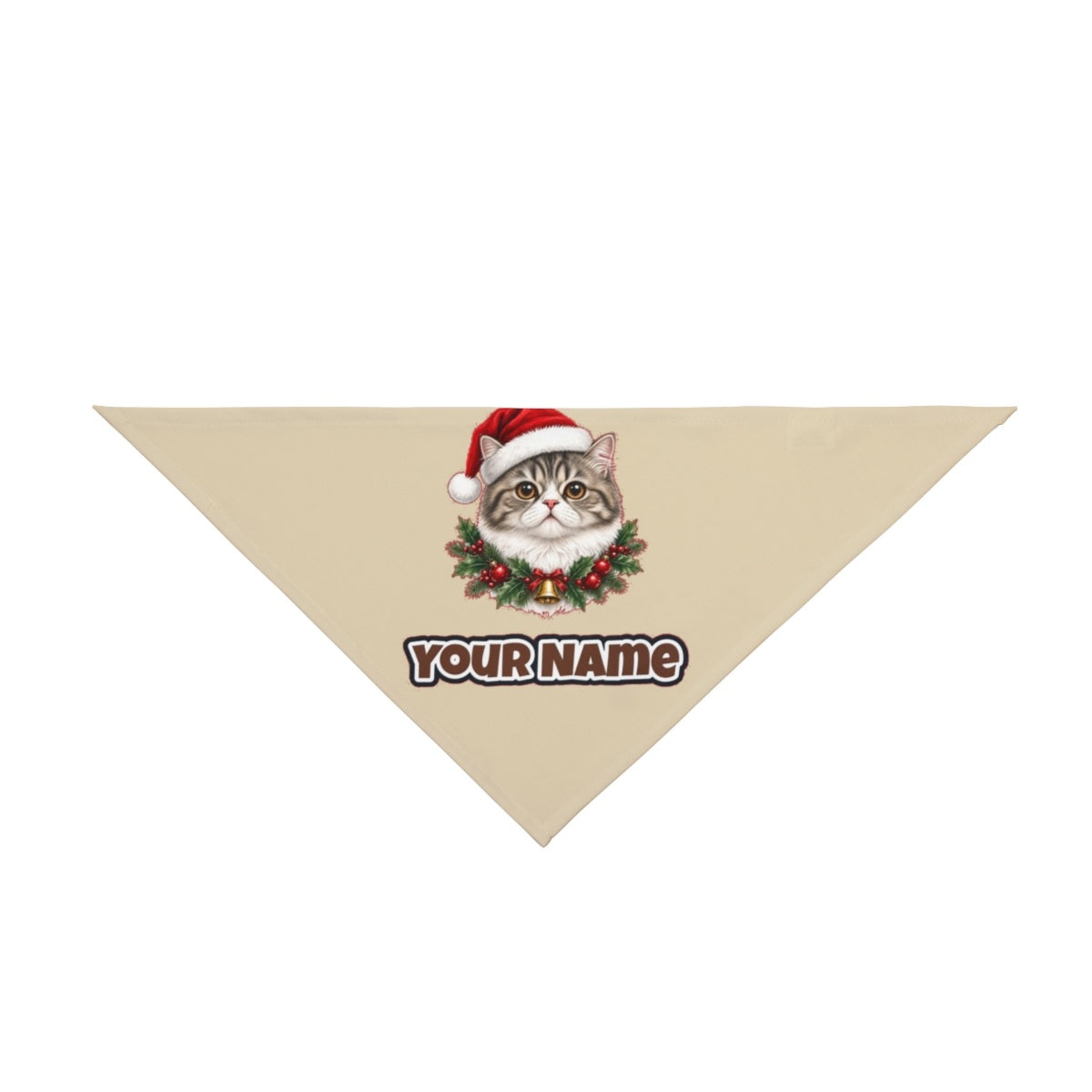 Exotic Shorthair personalised Christmas pet bandana in beige, tie-on style