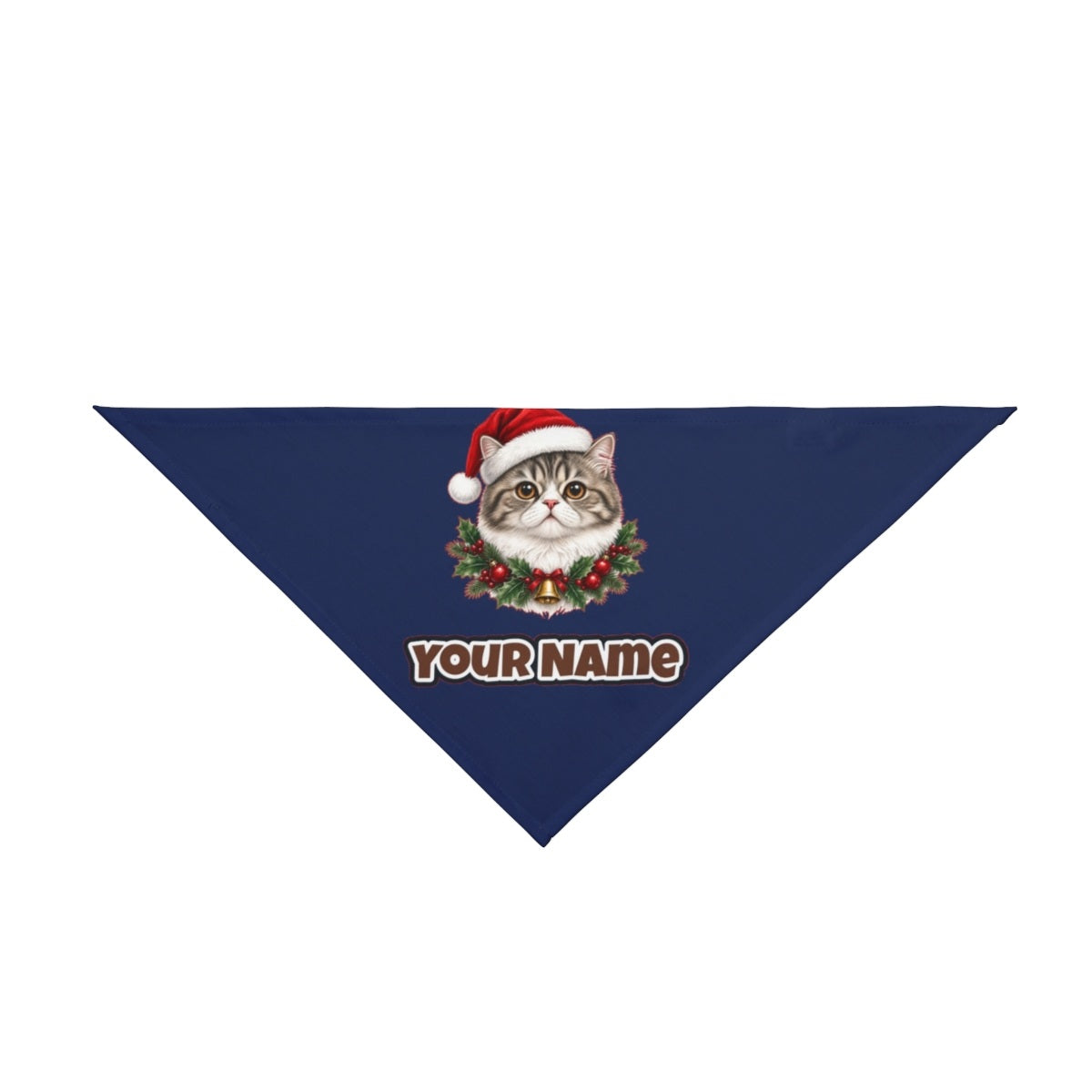 Exotic Shorthair personalised Christmas pet bandana in navy, tie-on style