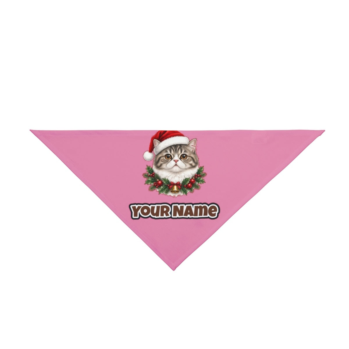 Exotic Shorthair personalised Christmas pet bandana in pink, tie-on style