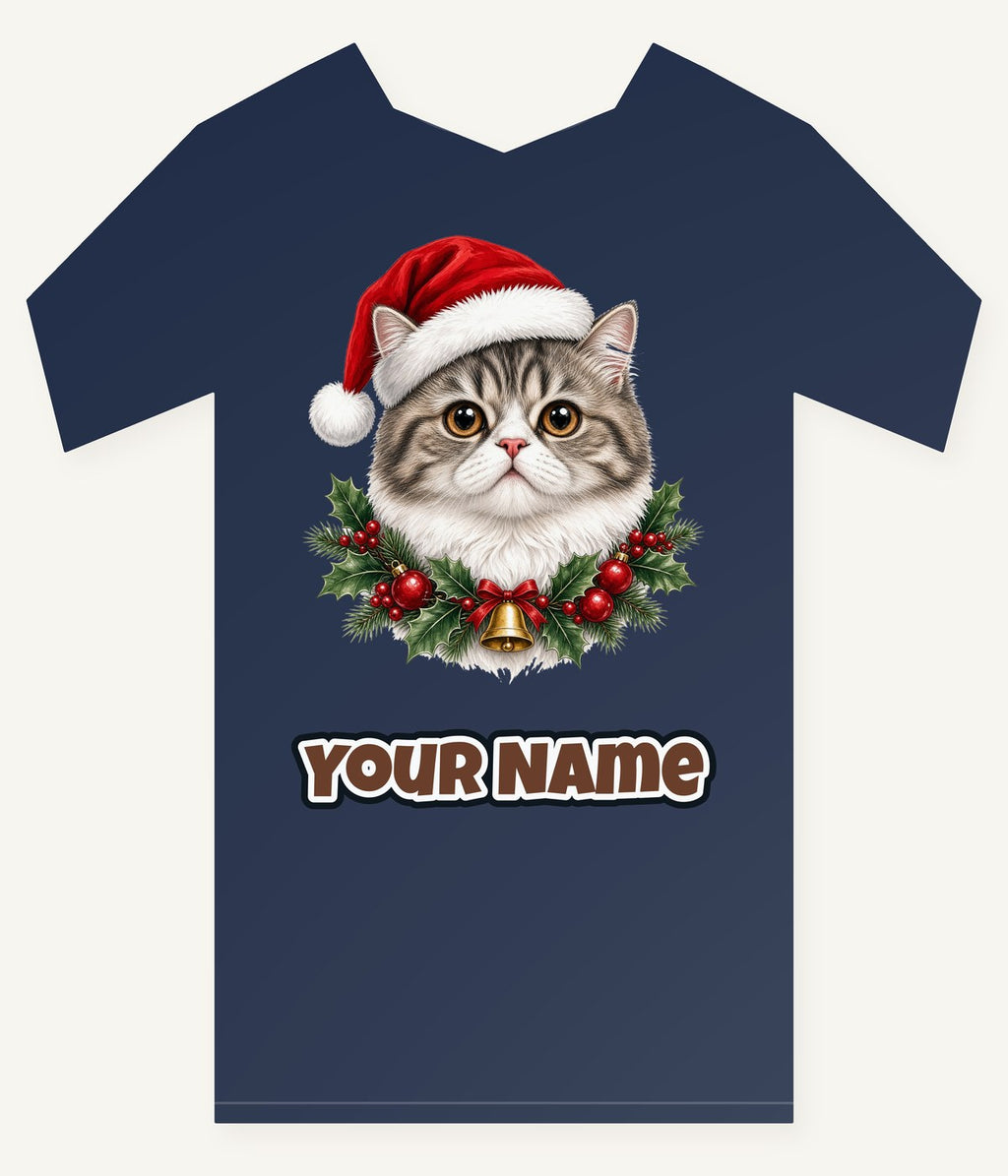 Exotic Shorthair Christmas Personalised Kids Tee and Baby Bodysuit