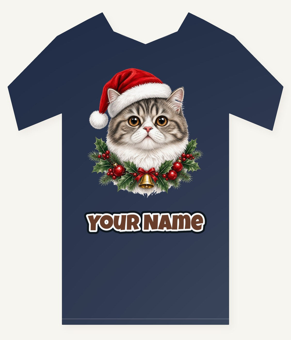 Exotic Shorthair Christmas Personalised Kids Tee and Baby Bodysuit