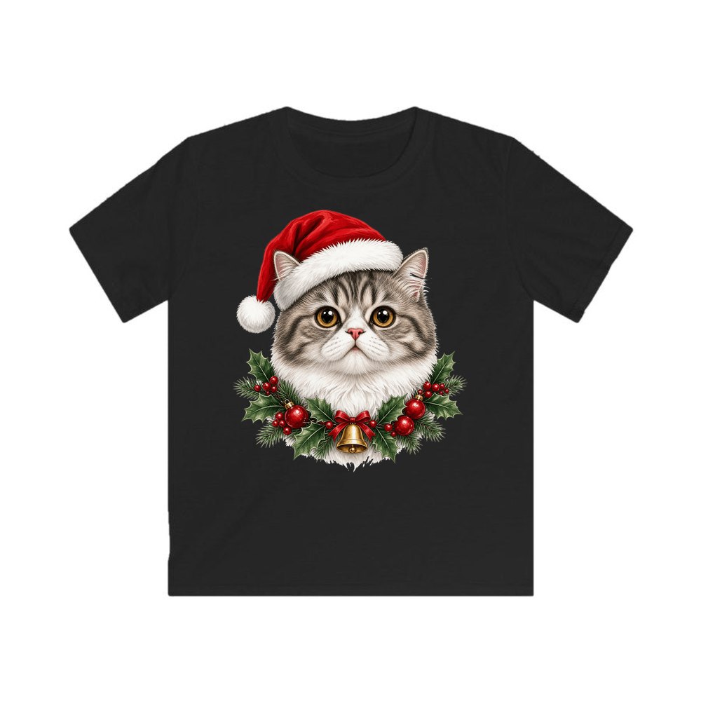 Exotic Shorthair personalised kids Christmas tee in black
