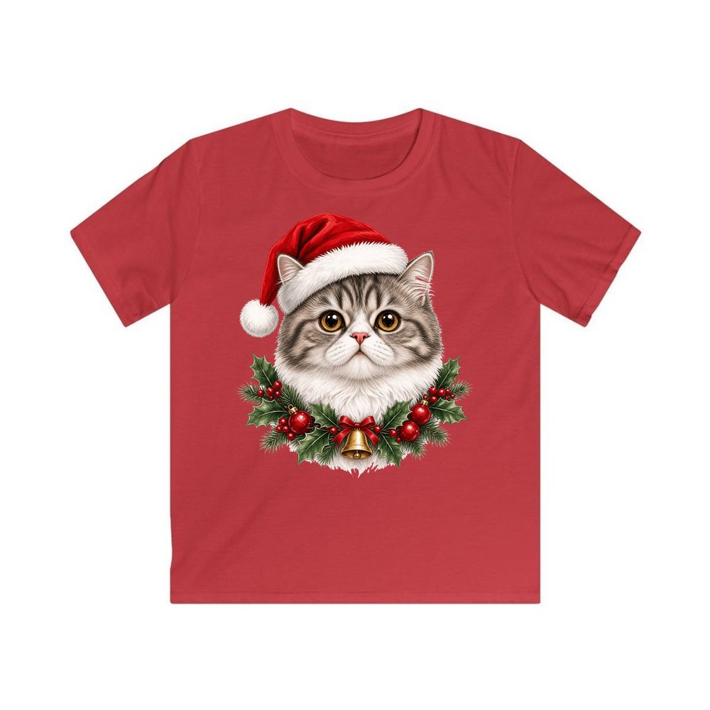 Exotic Shorthair personalised kids Christmas tee in red
