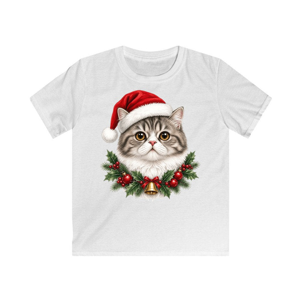Exotic Shorthair personalised kids Christmas tee in white